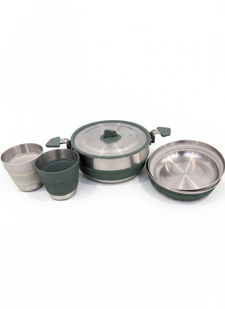 Detour Stainless Steel Collapsible One Pot Cooking Set