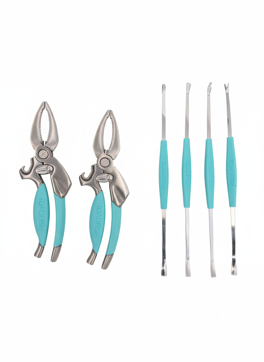 Toadfish Crab/Lobster Tool Set - 2 Shell Cutters & 4 Seafood Forks